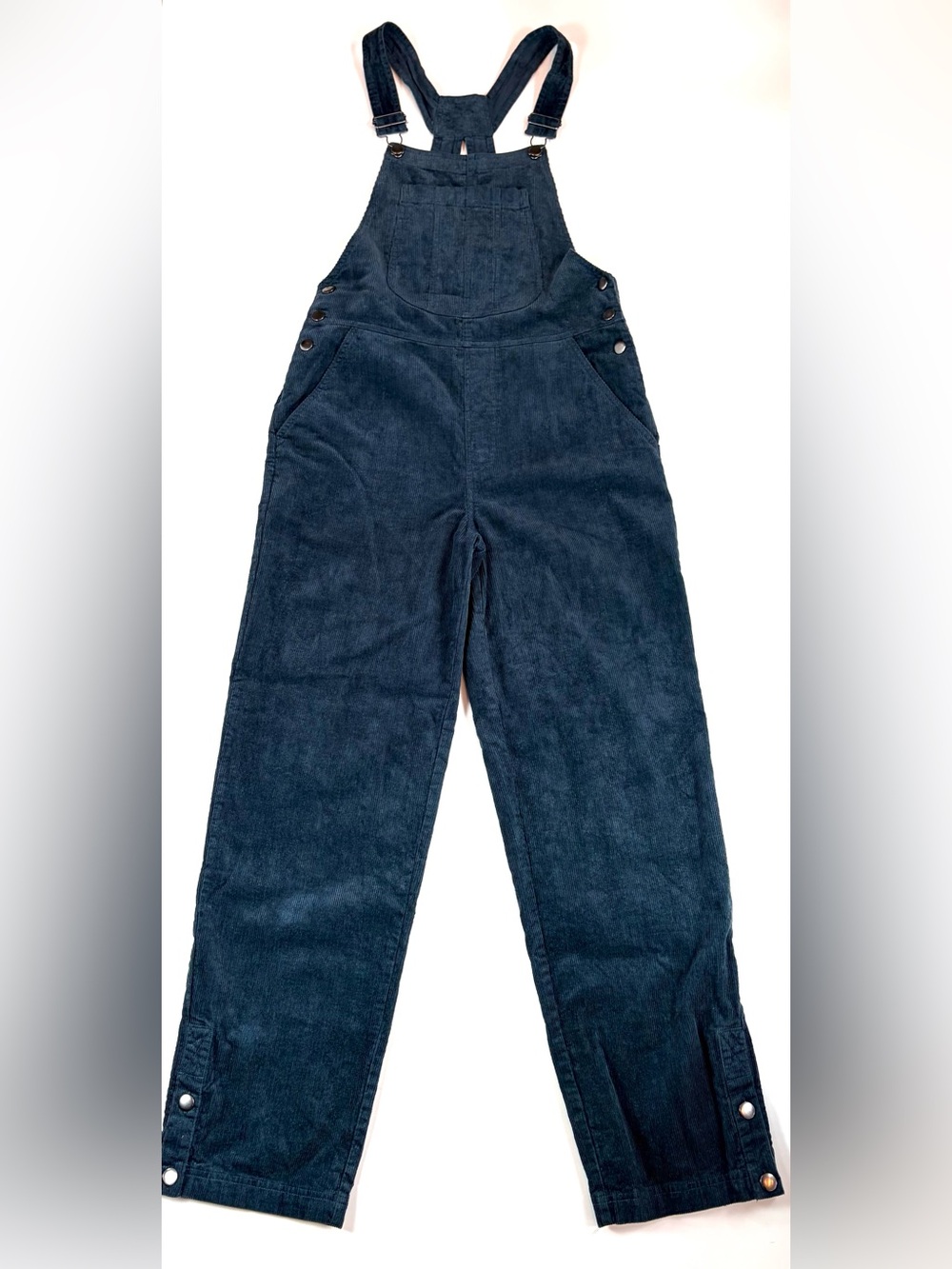 Wrap London Corduroy Dungarees Overalls US 6 Petrol Blue Hemp Organic Cotton